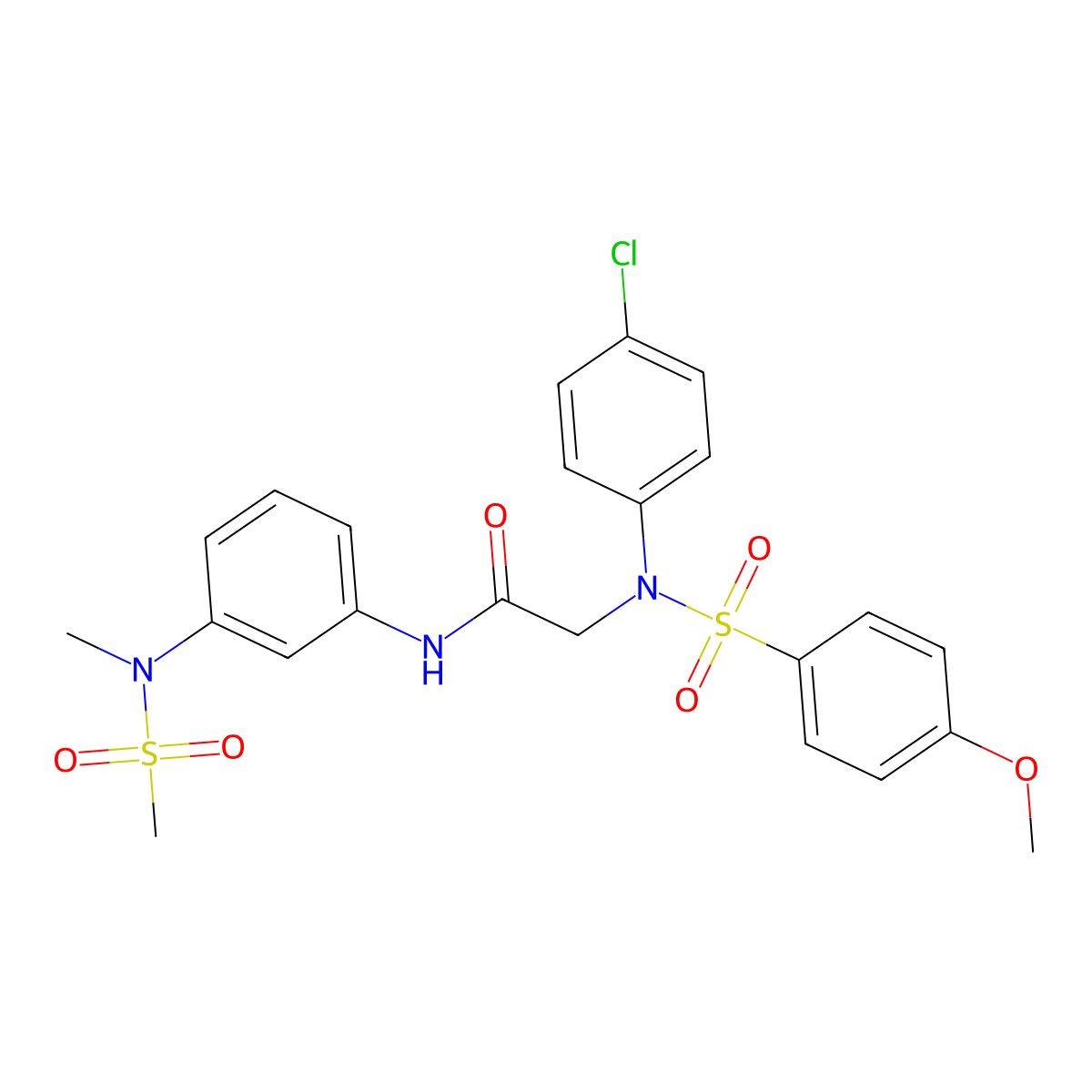 2-(4-chloro-N-(4-methoxyphenyl)sulfonylanilino)-N-[3-[methyl(methylsulfonyl)amino]phenyl]acetamide molecular structure, CAS 592472-58-7