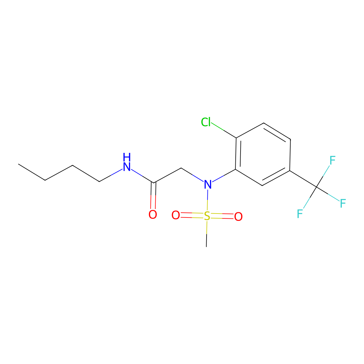 N-butyl-2-[2-chloro(methylsulfonyl)-5-(trifluoromethyl)anilino]acetamide molecular structure, CAS 592472-63-4