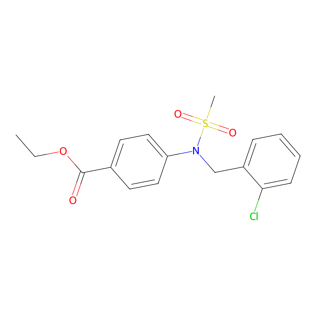 Ethyl 4-[(2-chlorobenzyl)(methylsulfonyl)amino]benzoate molecular structure, CAS 592472-65-6