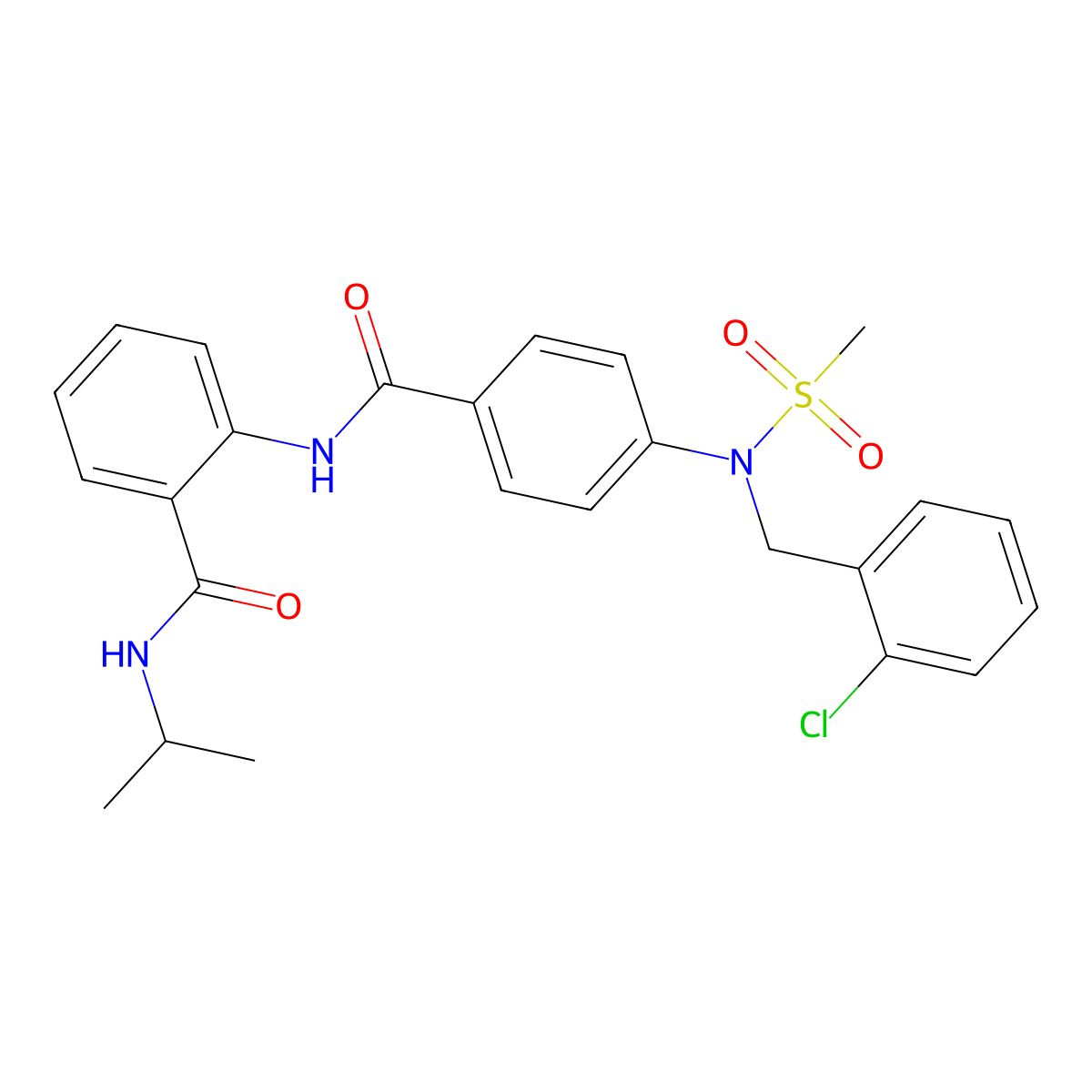 2-[[4-[(2-chlorophenyl)methyl-methylsulfonylamino]benzoyl]amino]-N-propan-2-ylbenzamide molecular structure, CAS 592472-67-8