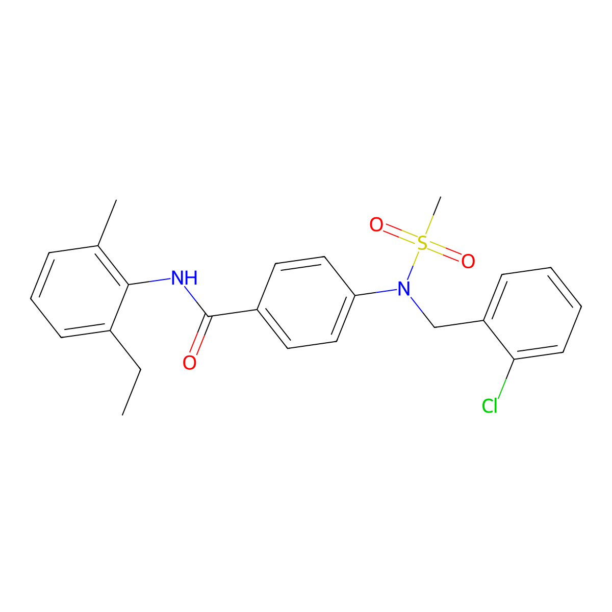 4-[(2-chlorobenzyl)(methylsulfonyl)amino]-N-(2-ethyl-6-methylphenyl)benzamide molecular structure, CAS 592472-69-0