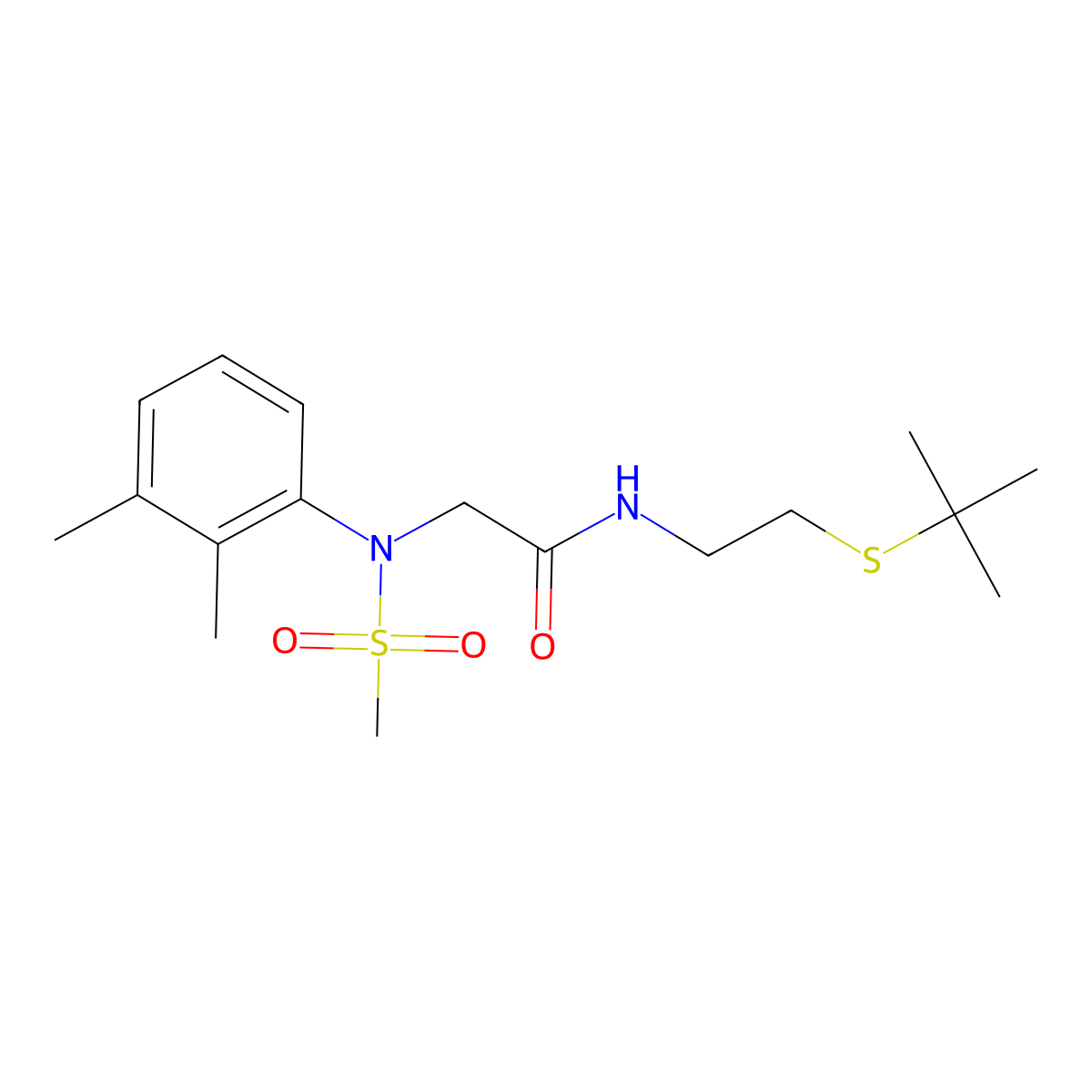 N-[2-(tert-butylsulfanyl)ethyl]-N~2~-(2,3-dimethylphenyl)-N~2~-(methylsulfonyl)glycinamide molecular structure, CAS 592472-93-0