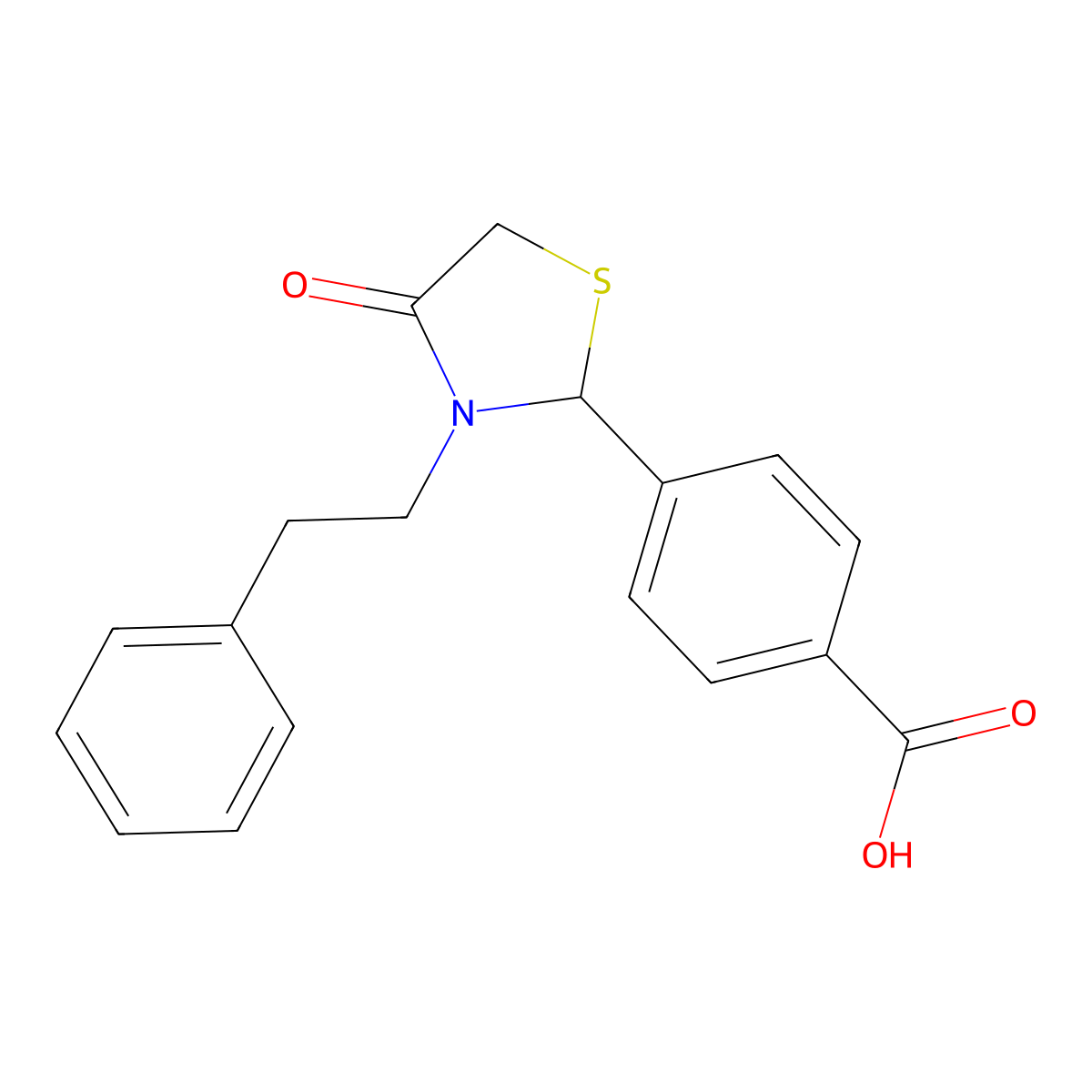4-[4-Oxo-3-(2-phenylethyl)-1,3-thiazolidin-2-yl]benzoic acid molecular structure, CAS 592473-77-3