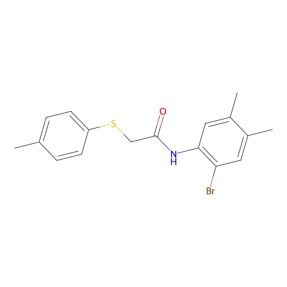 N-(2-bromo-4,5-dimethylphenyl)-2-(4-methylphenyl)sulfanylacetamide molecular structure, CAS 592475-16-6