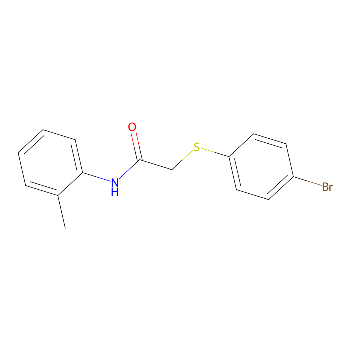 2-[(4-bromophenyl)sulfanyl]-N-(2-methylphenyl)acetamide molecular structure, CAS 592475-75-7