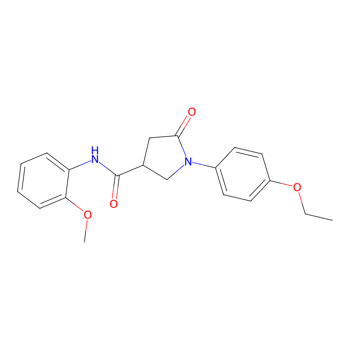 1-(4-ethoxyphenyl)-N-(2-methoxyphenyl)-5-oxopyrrolidine-3-carboxamide molecular structure, CAS 592477-43-5