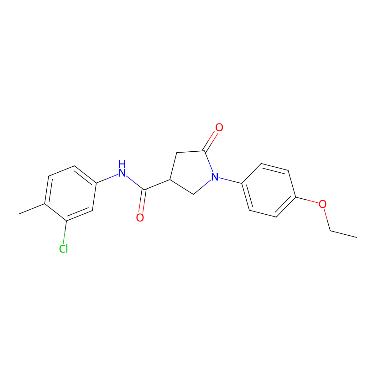 N-(3-chloro-4-methylphenyl)-1-(4-ethoxyphenyl)-5-oxopyrrolidine-3-carboxamide molecular structure, CAS 592477-44-6