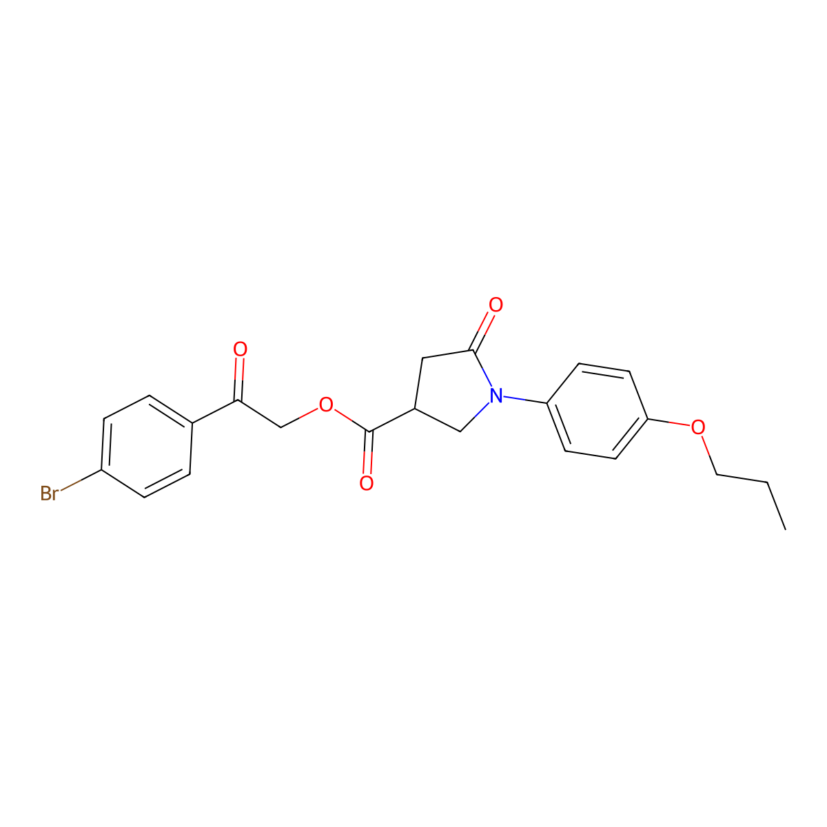 2-(4-Bromophenyl)-2-oxoethyl 5-oxo-1-(4-propoxyphenyl)pyrrolidine-3-carboxylate molecular structure, CAS 592477-48-0