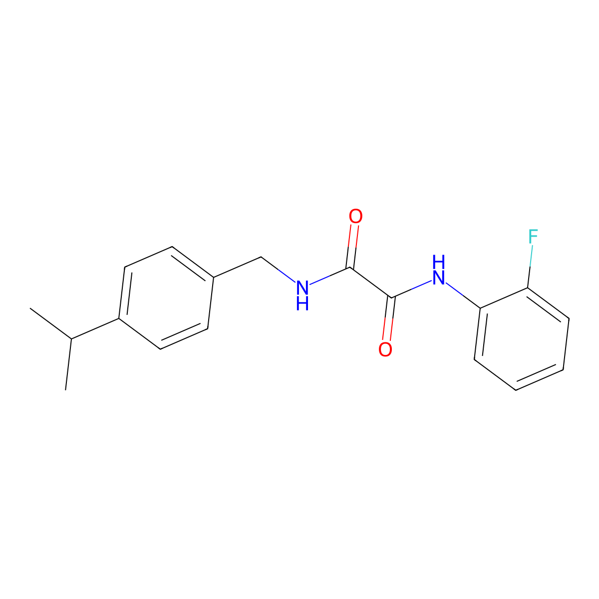 N'-(2-fluorophenyl)-N-[(4-propan-2-ylphenyl)methyl]oxamide molecular structure, CAS 592477-64-0