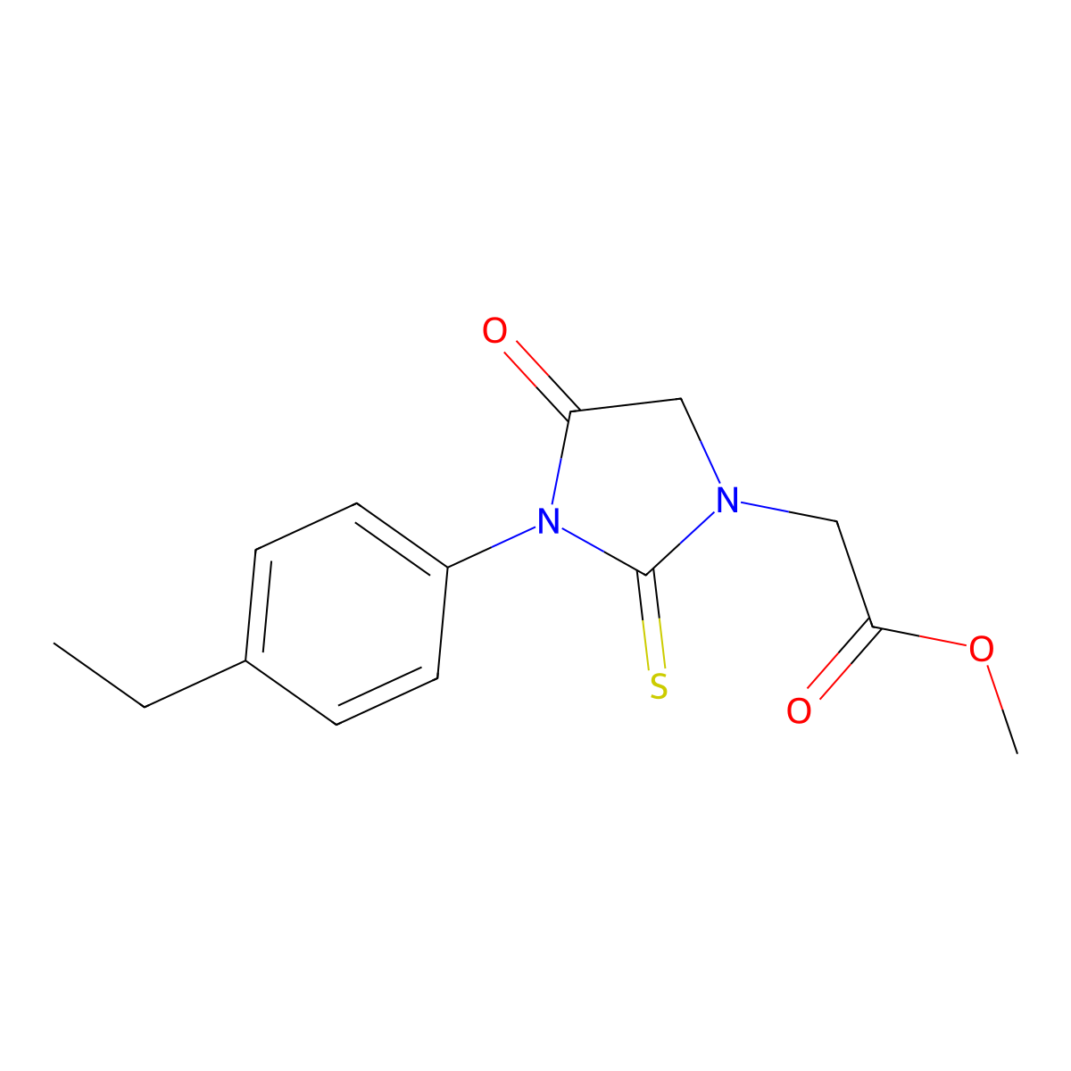 Methyl [3-(4-ethylphenyl)-4-oxo-2-thioxo-1-imidazolidinyl]acetate molecular structure, CAS 592477-74-2