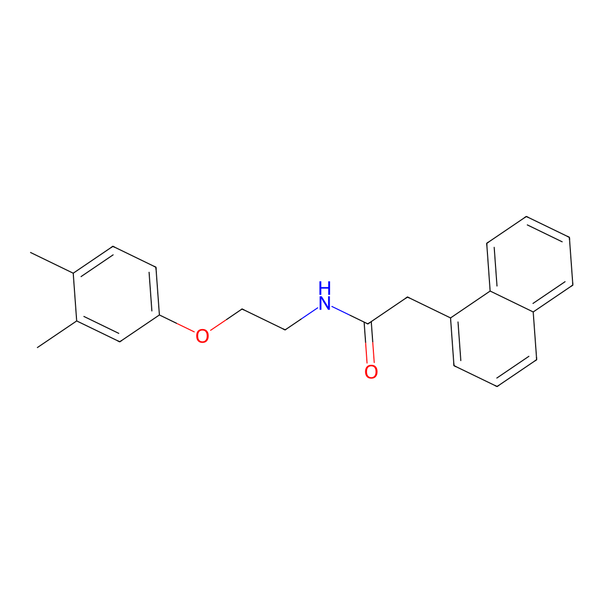 N-[2-(3,4-dimethylphenoxy)ethyl]-2-naphthalen-1-ylacetamide molecular structure, CAS 5925-34-8