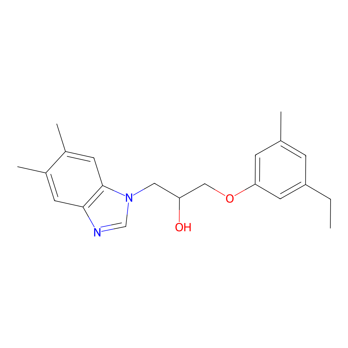 1-(5,6-Dimethyl-1H-benzimidazol-1-yl)-3-(3-ethyl-5-methylphenoxy)propan-2-ol molecular structure, CAS 5925-94-0