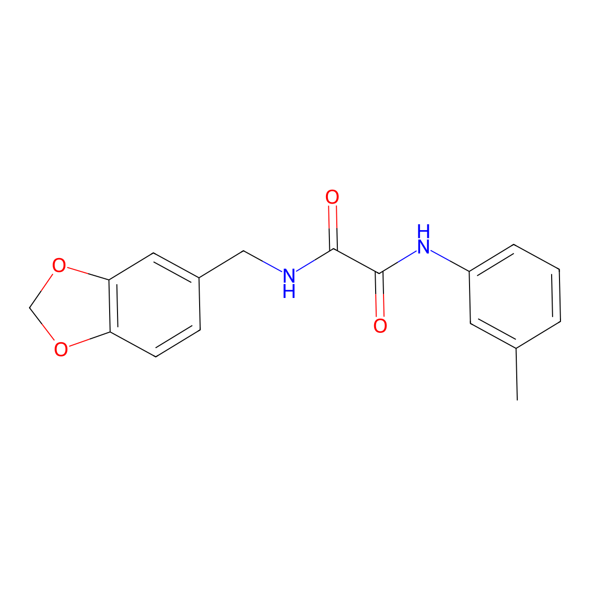 N-(1,3-benzodioxol-5-ylmethyl)-N'-(3-methylphenyl)oxamide molecular structure, CAS 5925-98-4
