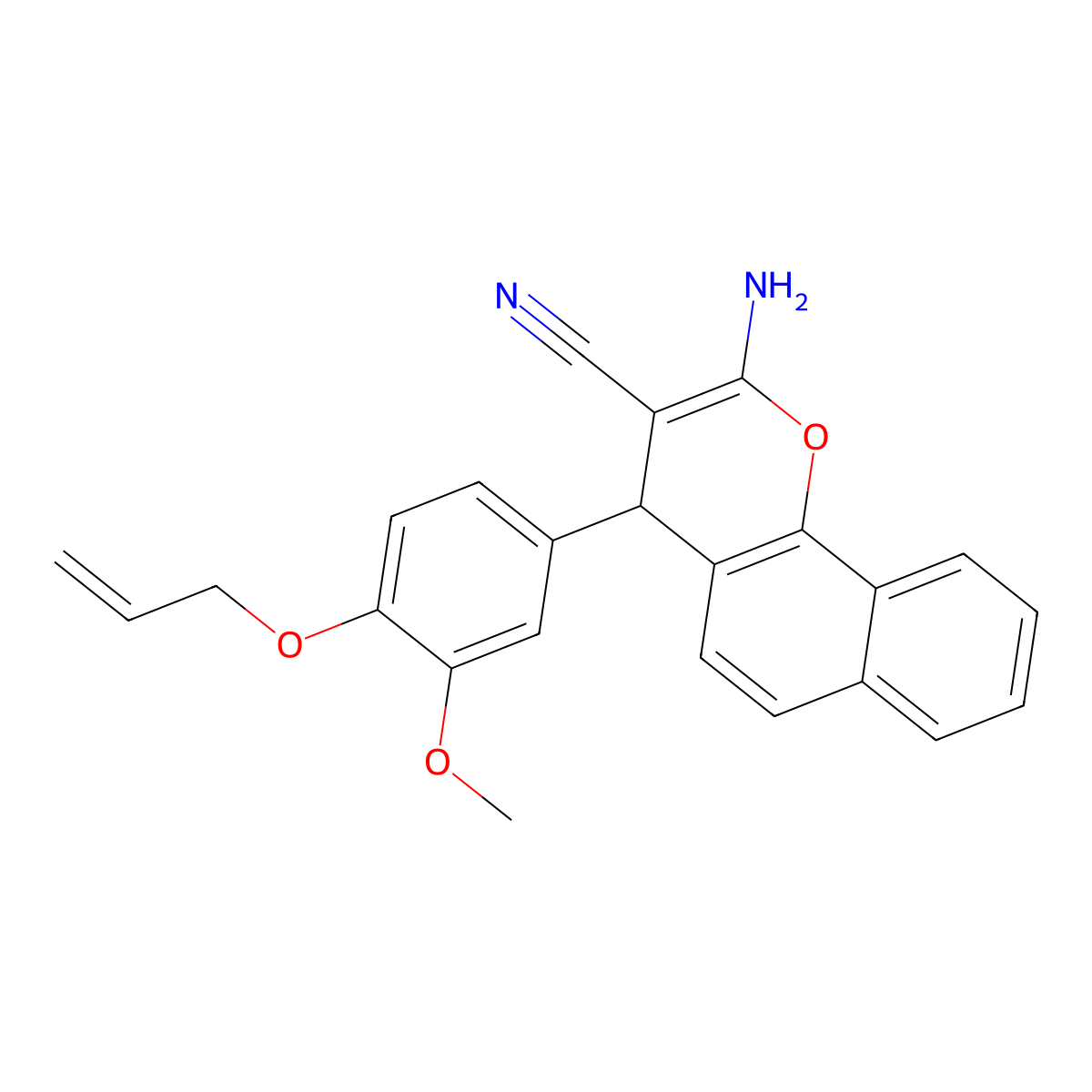 2-amino-4-(3-methoxy-4-prop-2-enoxyphenyl)-4H-benzo[h]chromene-3-carbonitrile molecular structure, CAS 592514-26-6