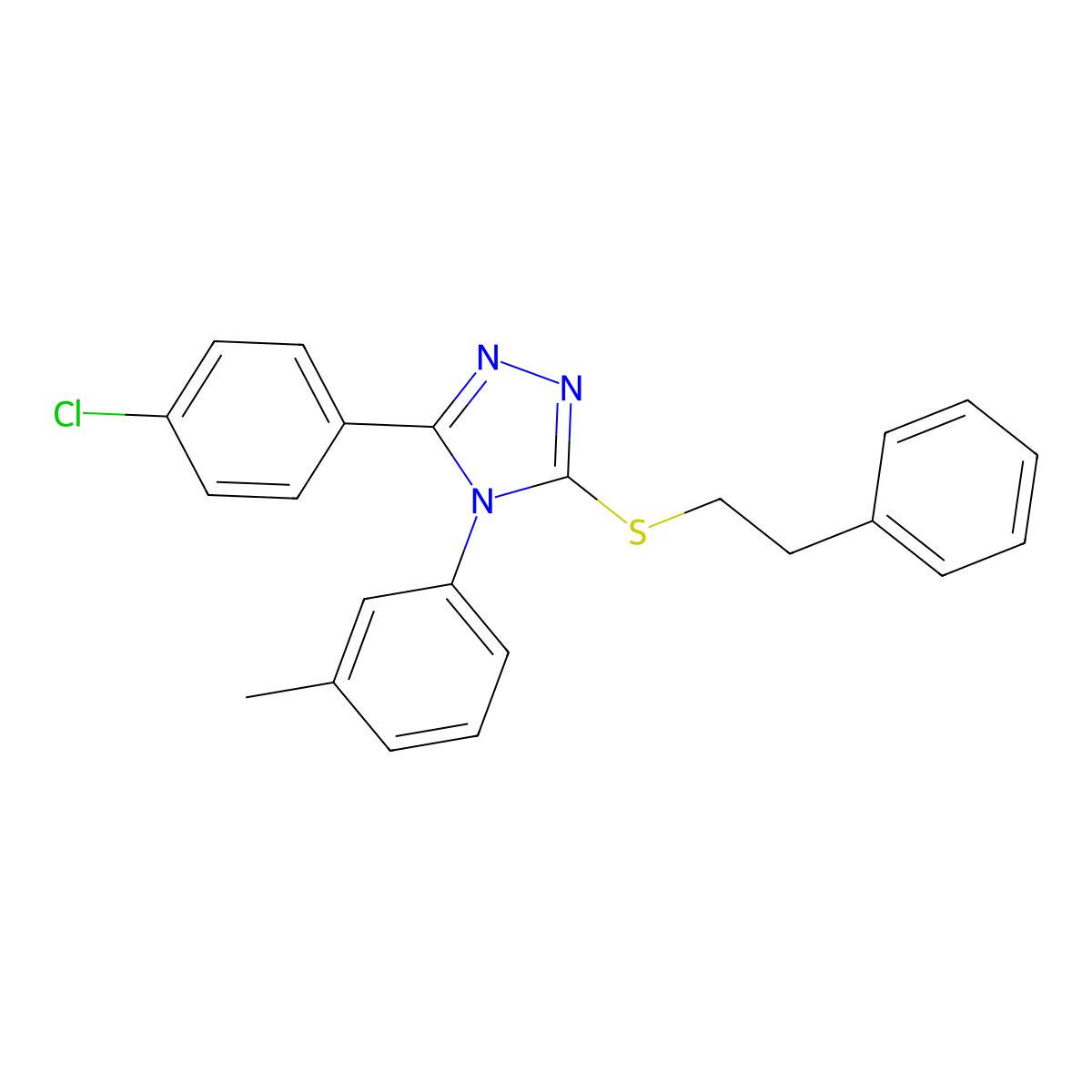3-(4-chlorophenyl)-4-(3-methylphenyl)-5-[(2-phenylethyl)sulfanyl]-4H-1,2,4-triazole molecular structure, CAS 592514-92-6