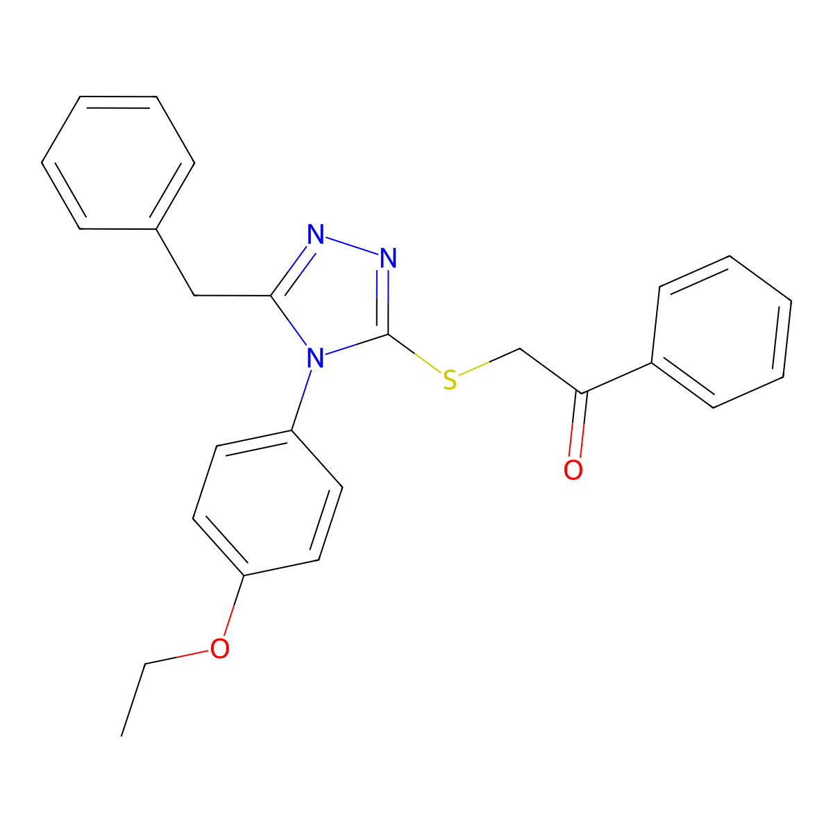 2-[[5-Benzyl-4-(4-ethoxyphenyl)-1,2,4-triazol-3-yl]sulfanyl]-1-phenylethanone molecular structure, CAS 592514-99-3