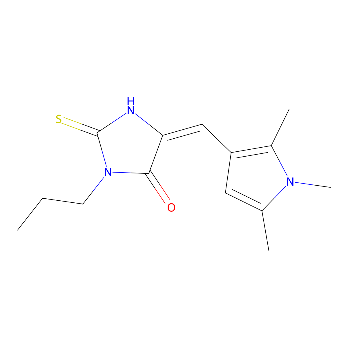 3-Propyl-2-sulfanylidene-5-[(1,2,5-trimethylpyrrol-3-yl)methylidene]imidazolidin-4-one molecular structure, CAS 592536-07-7