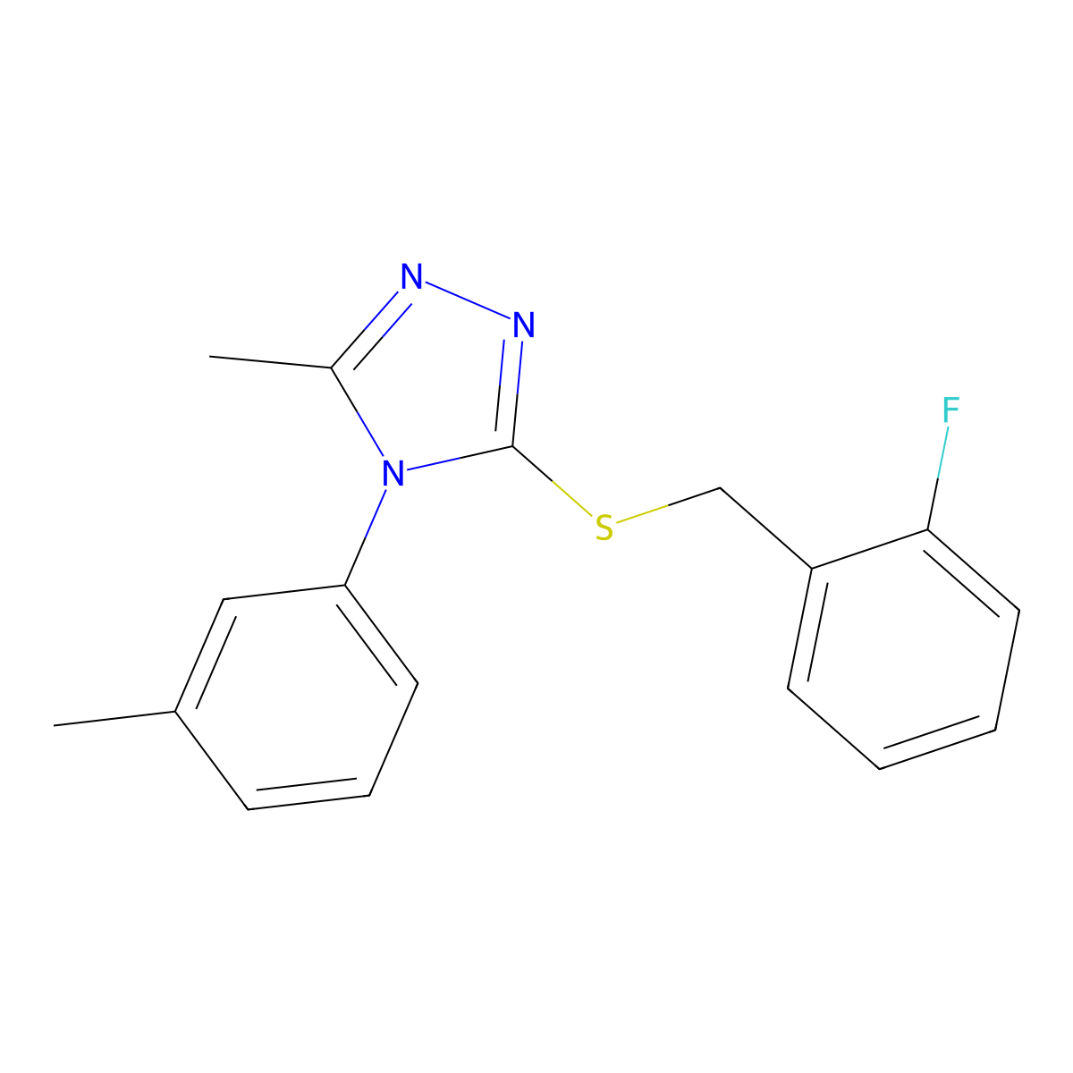 3-[(2-Fluorophenyl)methylsulfanyl]-5-methyl-4-(3-methylphenyl)-1,2,4-triazole molecular structure, CAS 592536-78-2