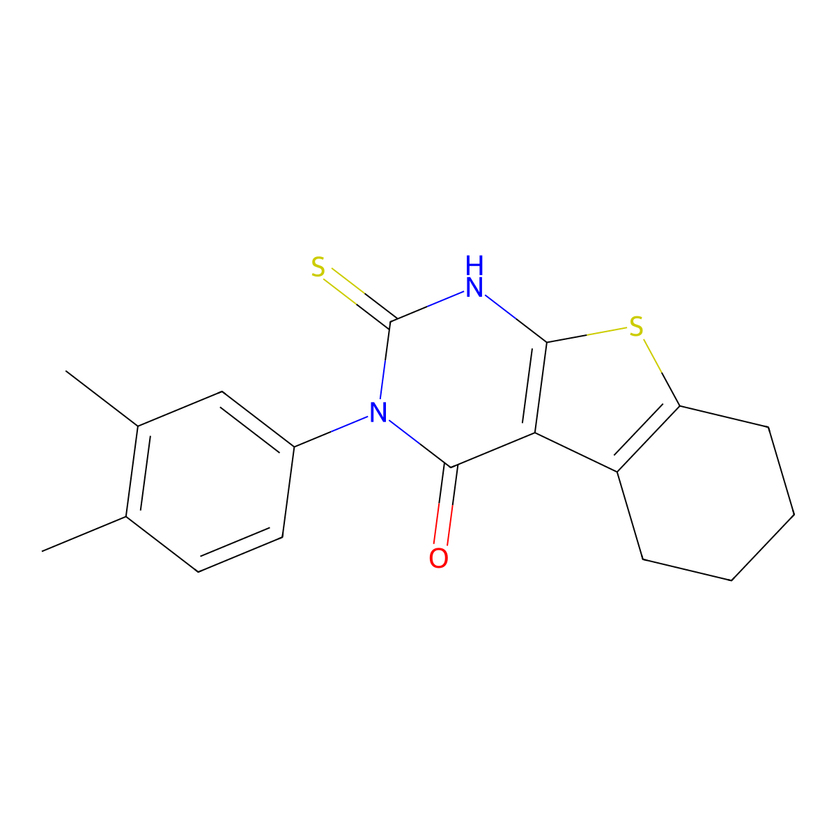 3-(3,4-dimethylphenyl)-2-thioxo-2,3,5,6,7,8-hexahydro[1]benzothieno[2,3-d]pyrimidin-4(1H)-one molecular structure, CAS 592537-72-9