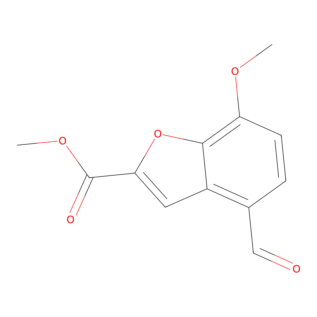 Methyl 4-formyl-7-methoxy-1-benzofuran-2-carboxylate molecular structure, CAS 59254-16-9