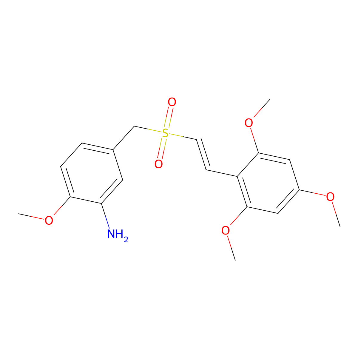 (E)-2-methoxy-5-(((2,4,6-trimethoxystyryl)sulfonyl)methyl)aniline molecular structure, CAS 592542-50-2