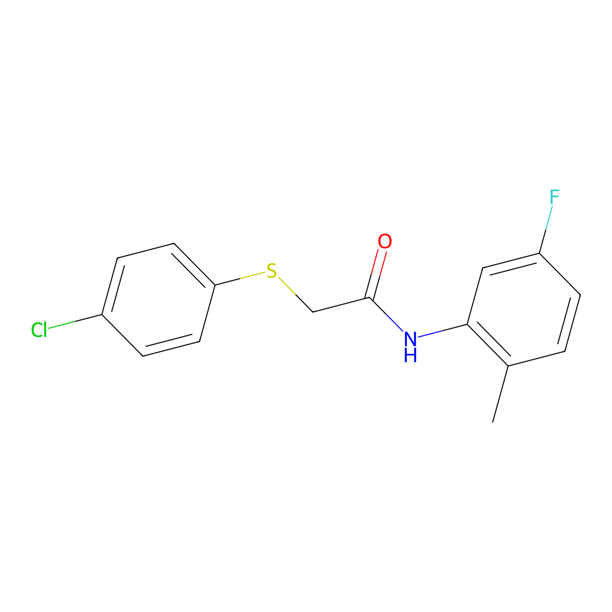 2-(4-chlorophenyl)sulfanyl-N-(5-fluoro-2-methylphenyl)acetamide molecular structure, CAS 592546-06-0