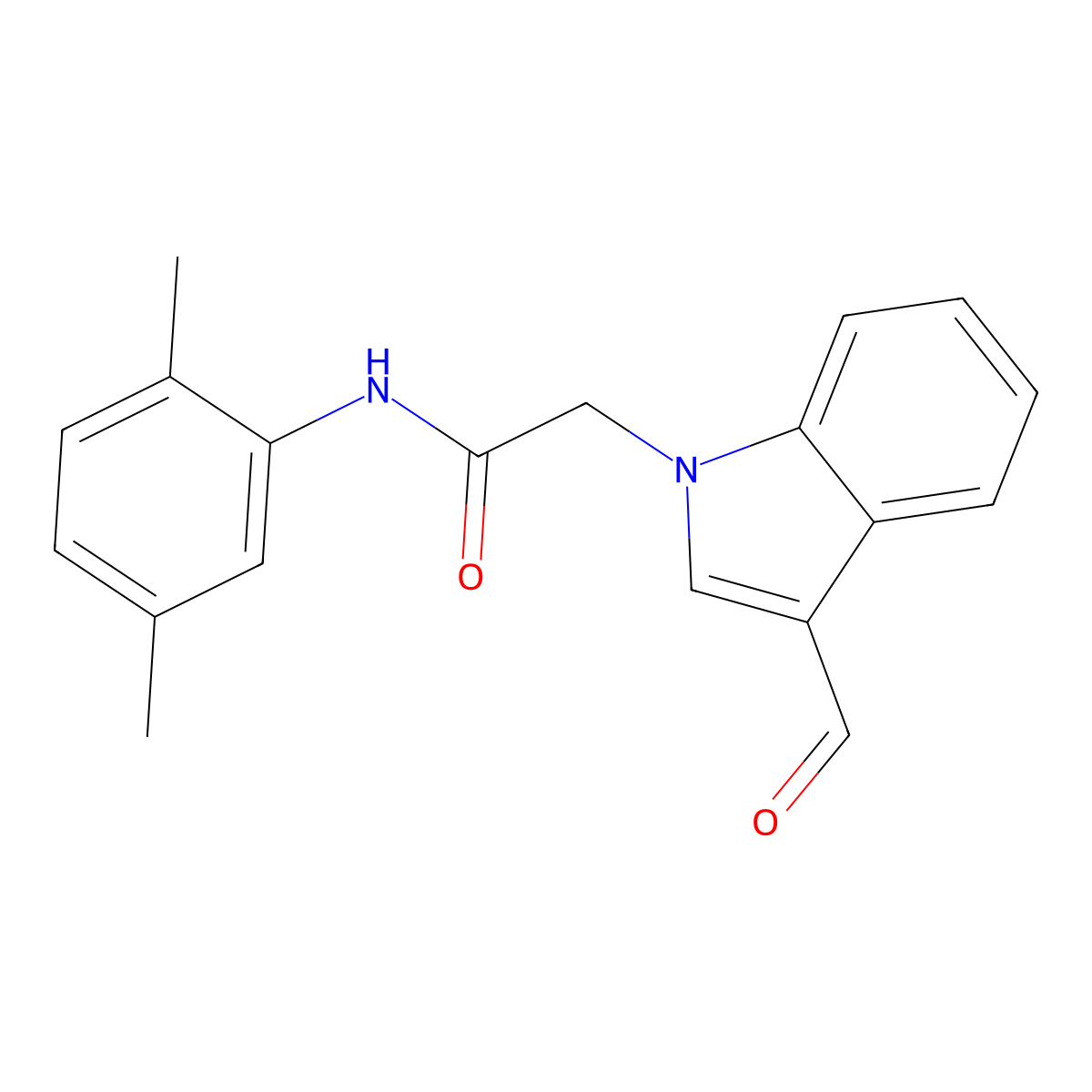 N-(2,5-Dimethylphenyl)-2-(3-formyl-1H-indol-1-yl)acetamide molecular structure, CAS 592546-20-8