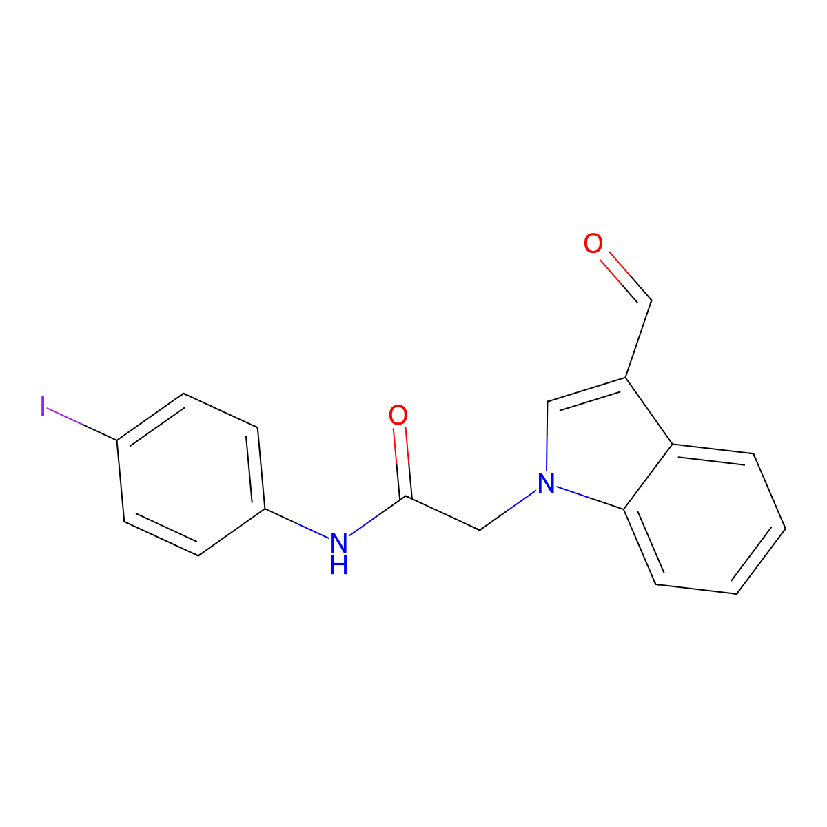2-(3-Formyl-1H-indol-1-yl)-N-(4-iodophenyl)acetamide molecular structure, CAS 592546-22-0
