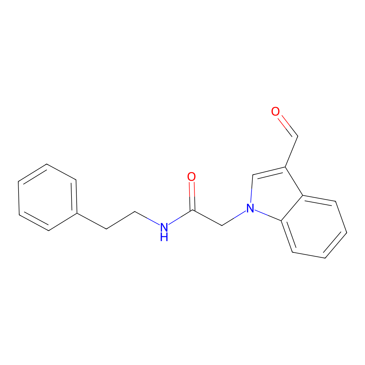 2-(3-formyl-1H-indol-1-yl)-N-(2-phenylethyl)acetamide molecular structure, CAS 592546-40-2