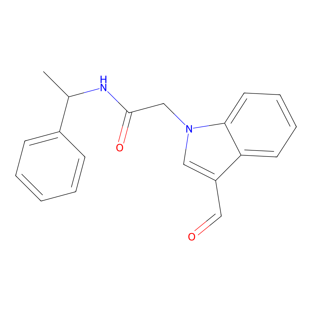 2-(3-formyl-1H-indol-1-yl)-N-(1-phenylethyl)acetamide molecular structure, CAS 592546-41-3