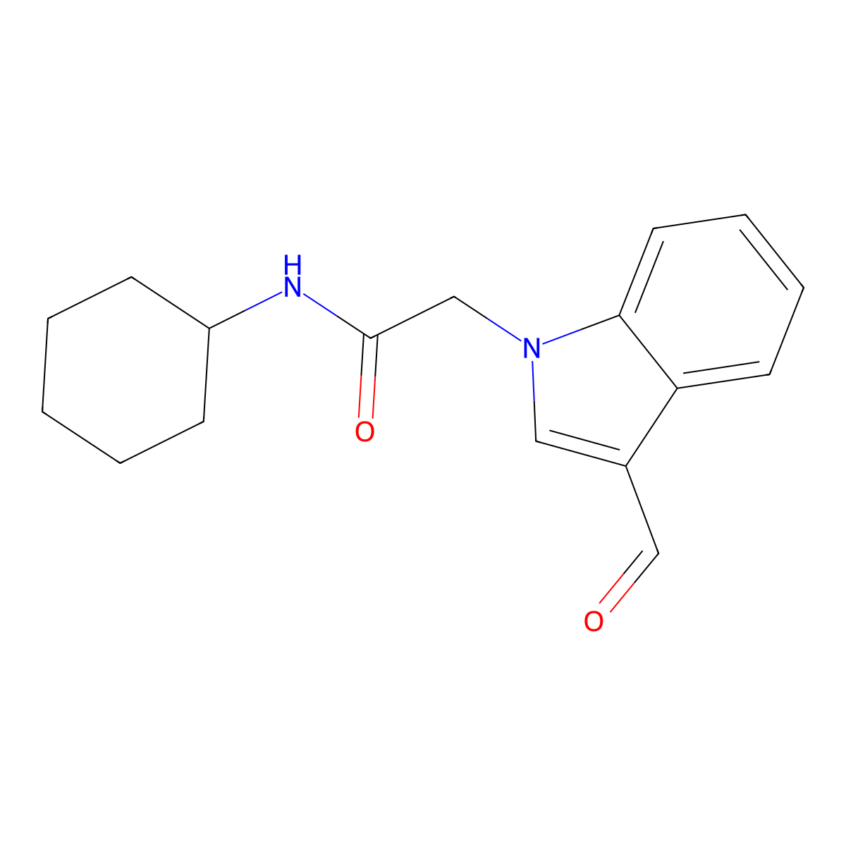 N-Cyclohexyl-2-(3-formyl-indol-1-yl)-acetamide molecular structure, CAS 592546-44-6