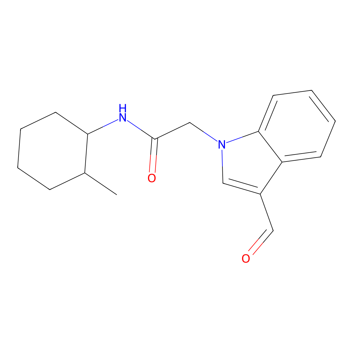 2-(3-formyl-1H-indol-1-yl)-N-(2-methylcyclohexyl)acetamide molecular structure, CAS 592546-45-7