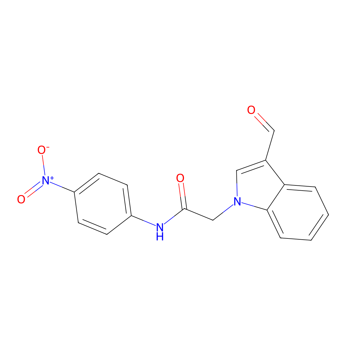 2-(3-formylindol-1-yl)-N-(4-nitrophenyl)acetamide molecular structure, CAS 592546-61-7