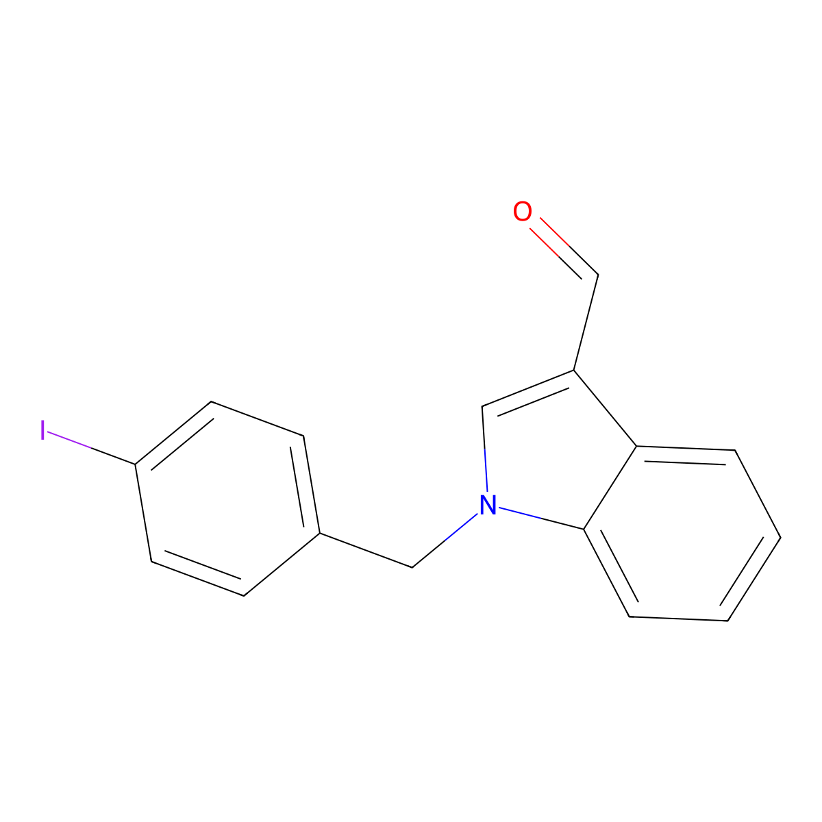 1-(4-iodobenzyl)-1H-indole-3-carbaldehyde molecular structure, CAS 592546-70-8