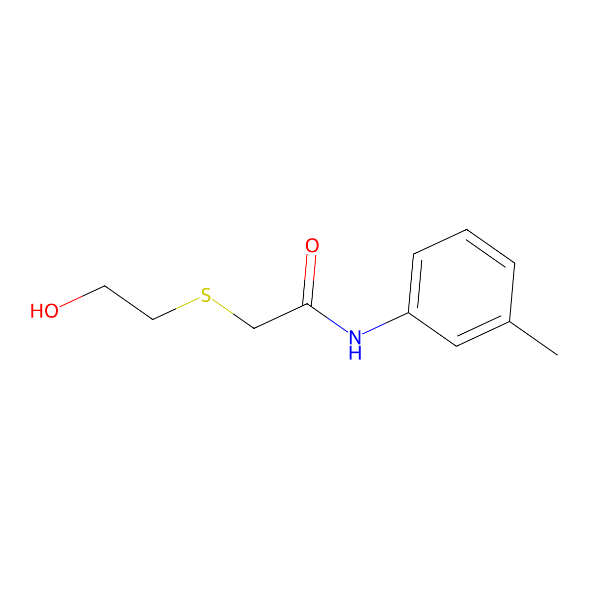 2-(2-hydroxyethylsulfanyl)-N-(3-methylphenyl)acetamide molecular structure, CAS 592547-26-7