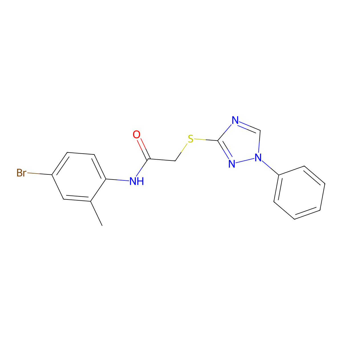 N-(4-bromo-2-methylphenyl)-2-[(1-phenyl-1,2,4-triazol-3-yl)sulfanyl]acetamide molecular structure, CAS 592547-32-5