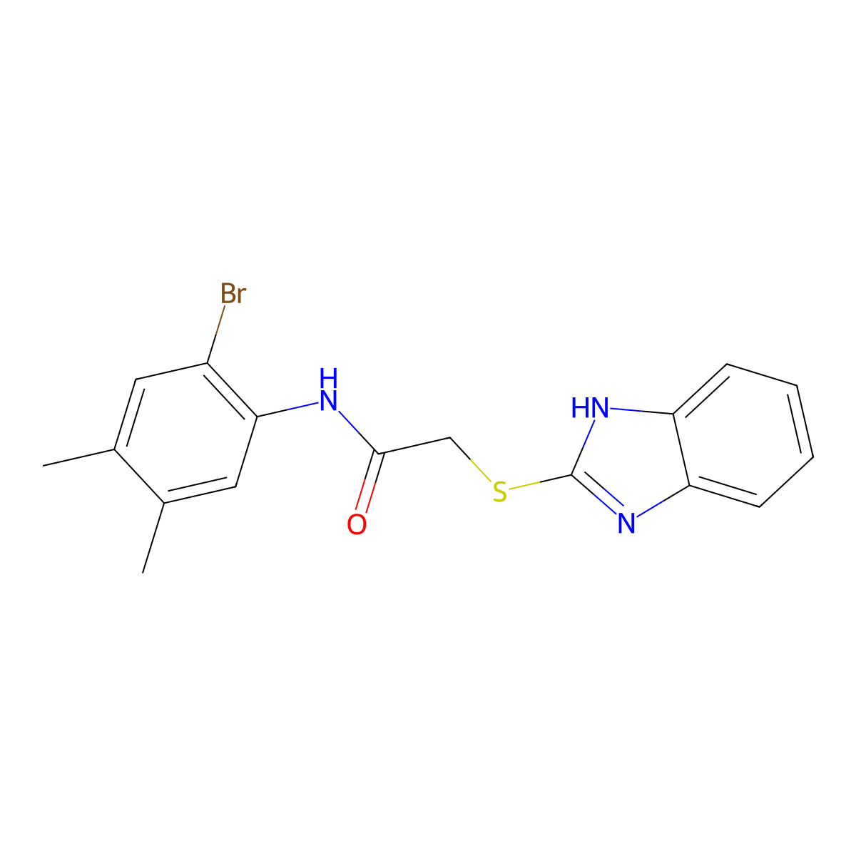 2-(1H-benzimidazol-2-ylsulfanyl)-N-(2-bromo-4,5-dimethylphenyl)acetamide molecular structure, CAS 592548-07-7