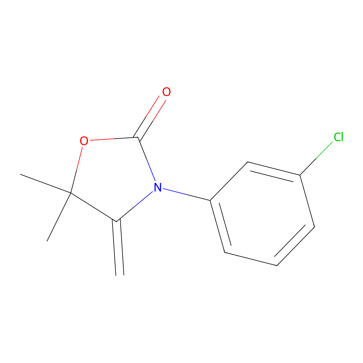 3-(3-Chlorophenyl)-5,5-dimethyl-4-methylidene-1,3-oxazolidin-2-one molecular structure, CAS 59255-84-4