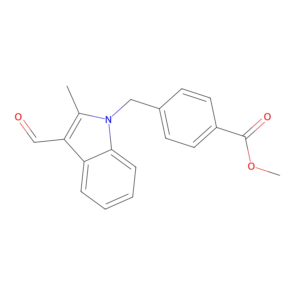 methyl 4-[(3-formyl-2-methyl-1H-indol-1-yl)methyl]benzoate molecular structure, CAS 592550-37-3