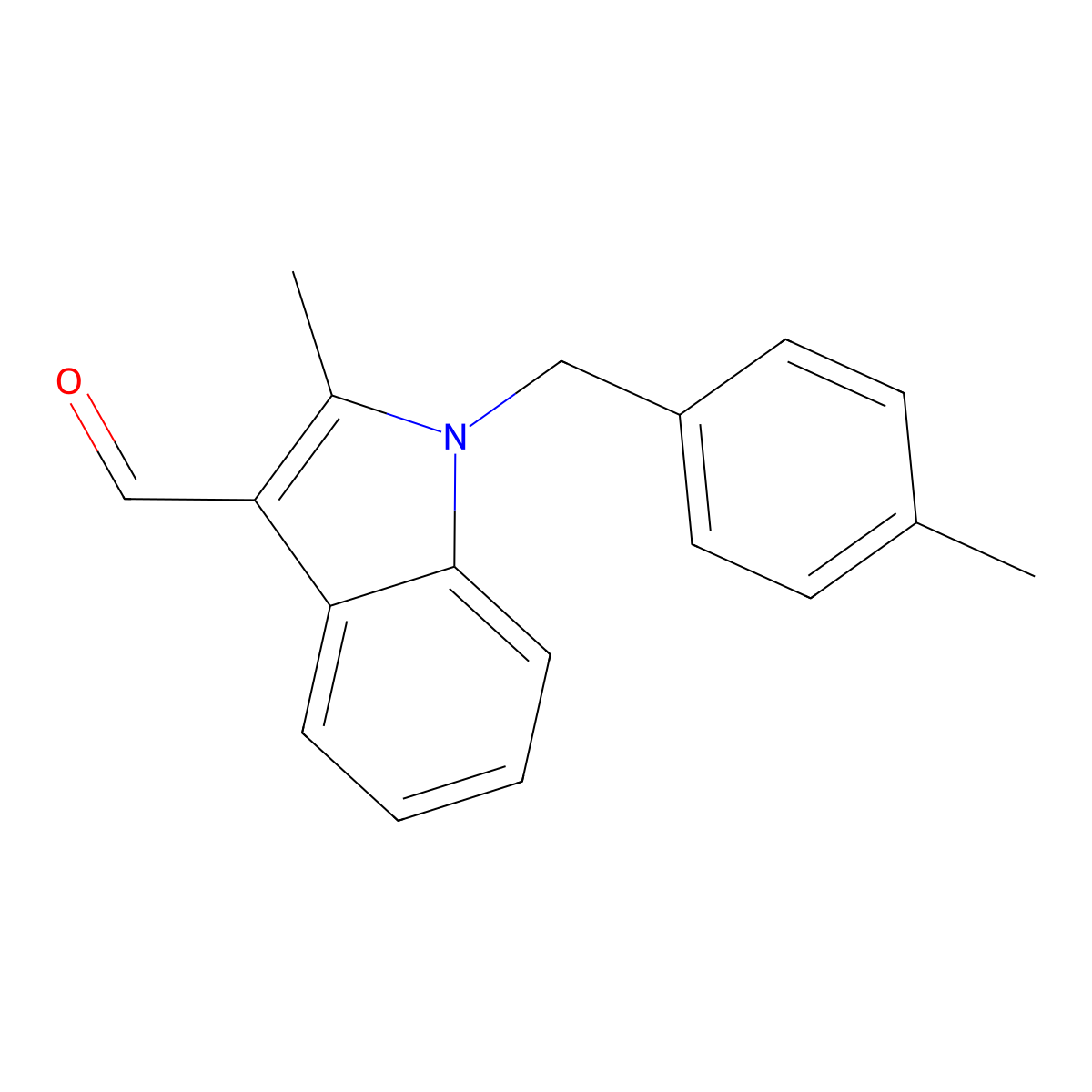2-methyl-1-(4-methylbenzyl)-1H-indole-3-carbaldehyde molecular structure, CAS 592550-44-2