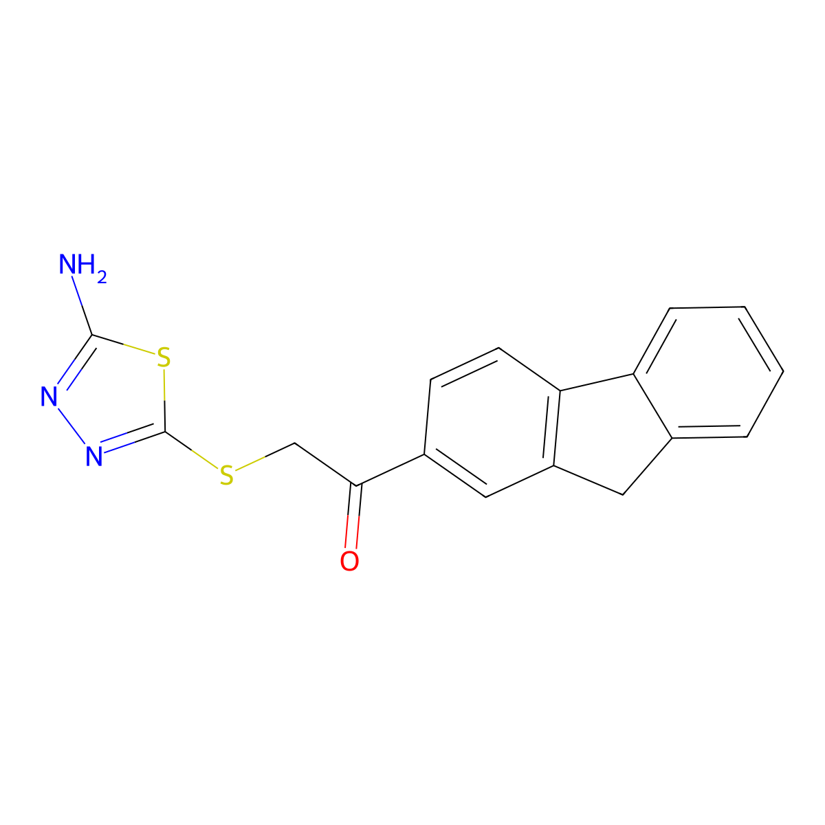 2-[(5-amino-1,3,4-thiadiazol-2-yl)sulfanyl]-1-(9H-fluoren-2-yl)ethanone molecular structure, CAS 5926-17-0