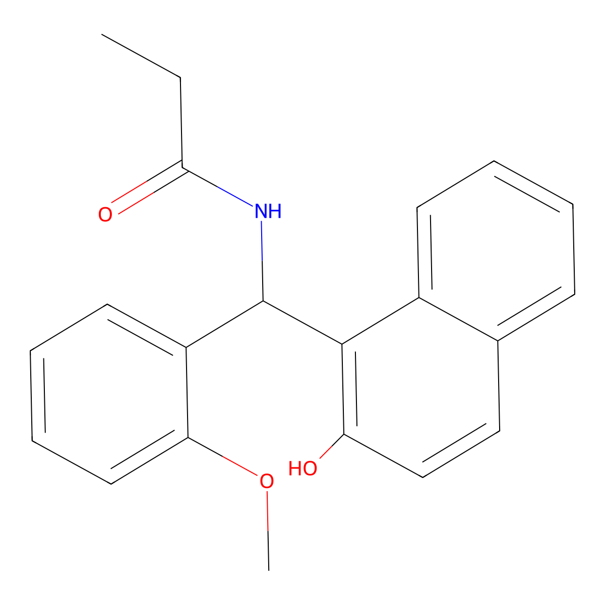 N-[(2-hydroxynaphthyl)(2-methoxyphenyl)methyl]propanamide molecular structure, CAS 5926-52-3