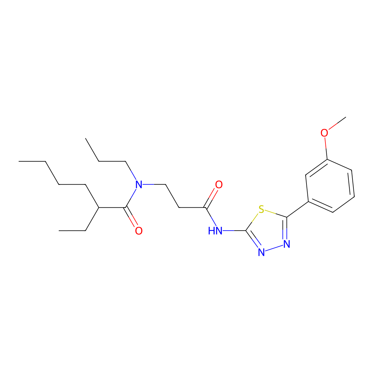 2-Ethyl-N-(3-{[5-(3-methoxyphenyl)-1,3,4-thiadiazol-2-yl]amino}-3-oxopropyl)-N-propylhexanamide molecular structure, CAS 5926-70-5
