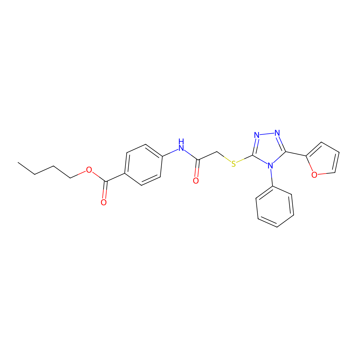 Butyl 4-[[2-[[5-(2-furyl)-4-phenyl-1,2,4-triazol-3-YL]sulfanyl]acetyl]amino]benzoate molecular structure, CAS 5926-72-7