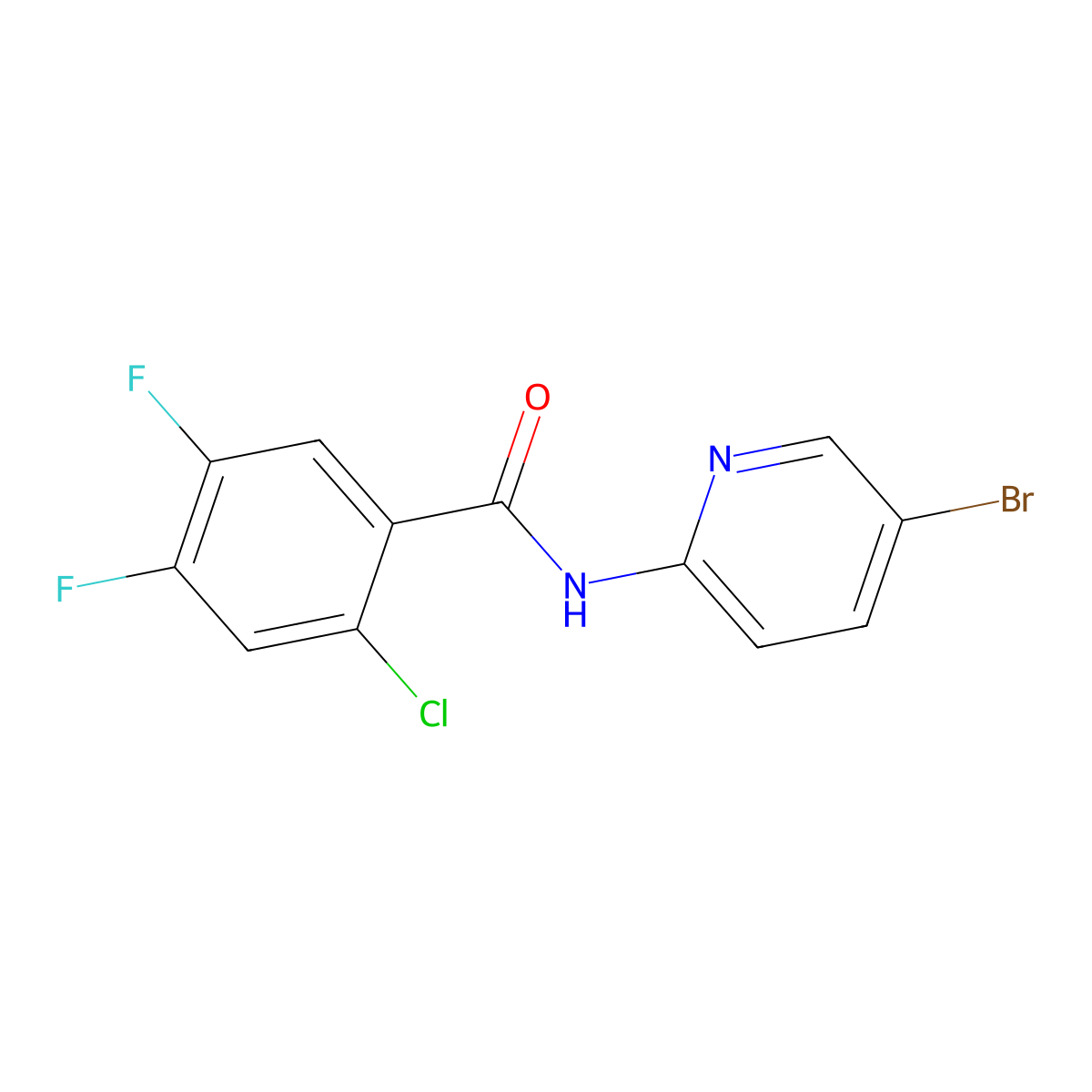 N-(5-bromopyridin-2-yl)-2-chloro-4,5-difluorobenzamide molecular structure, CAS 5926-76-1