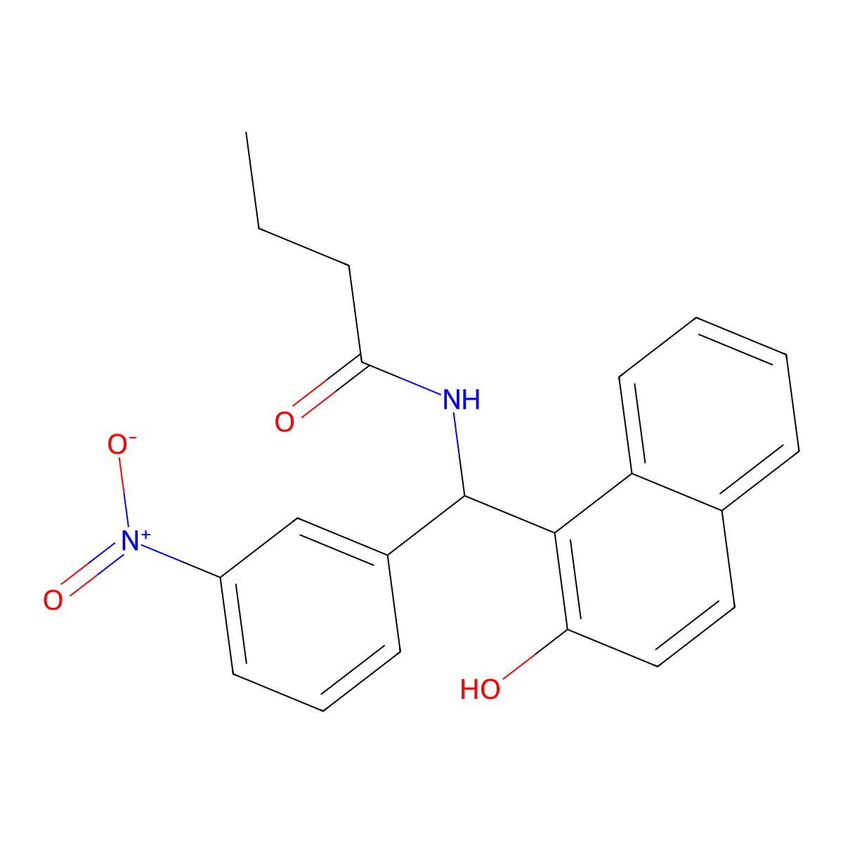 N-[(2-hydroxynaphthalen-1-yl)-(3-nitrophenyl)methyl]butanamide molecular structure, CAS 5926-82-9
