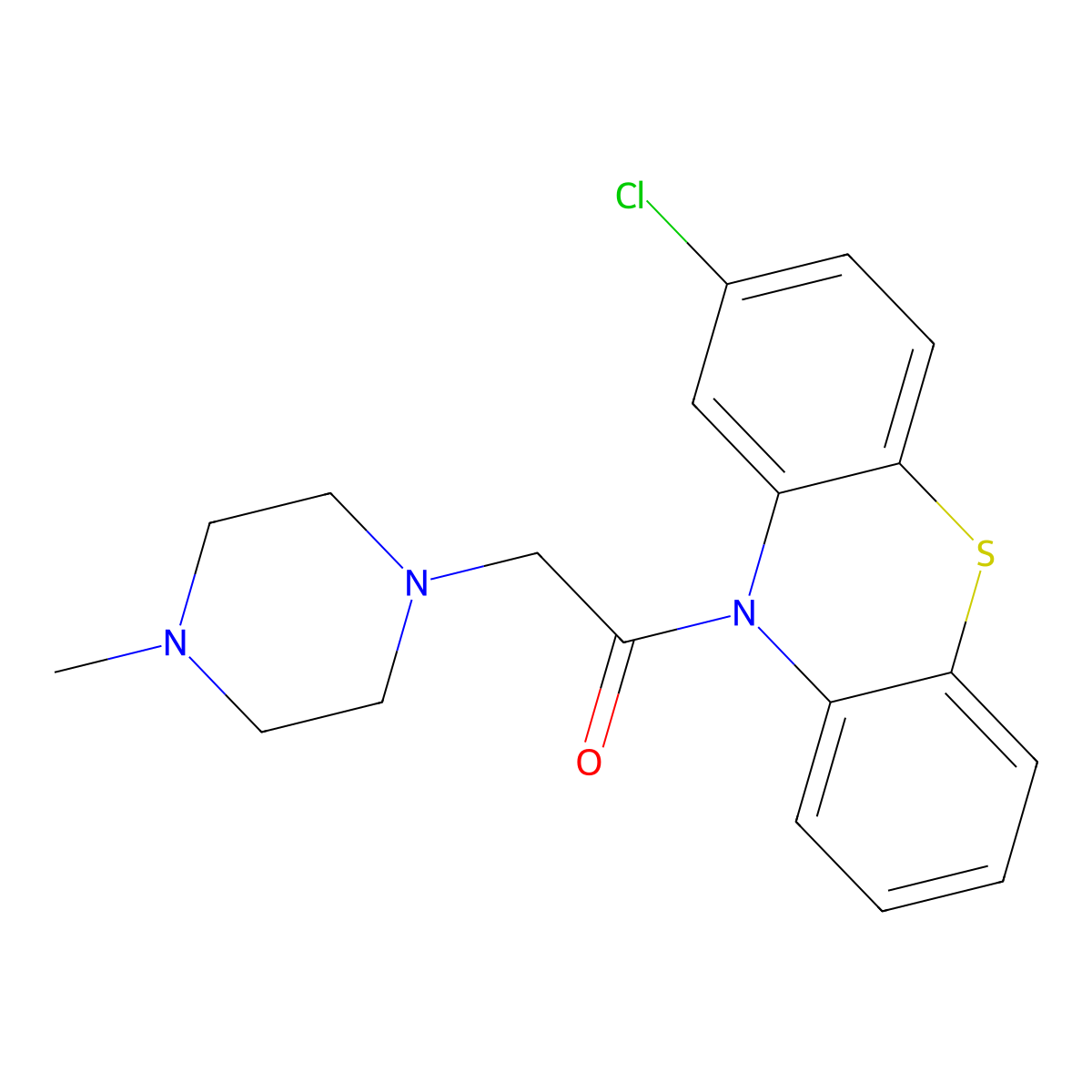 1-(2-Chlorophenothiazin-10-yl)-2-(4-methylpiperazin-1-yl)ethanone molecular structure, CAS 59260-84-3