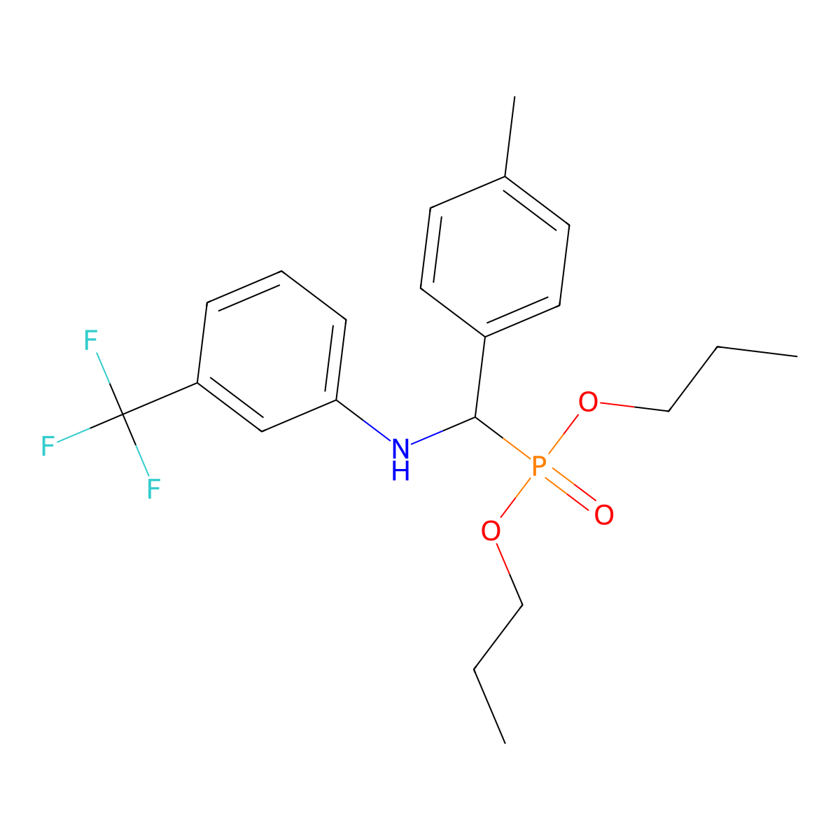 N-[dipropoxyphosphoryl-(4-methylphenyl)methyl]-3-(trifluoromethyl)aniline molecular structure, CAS 5927-32-2
