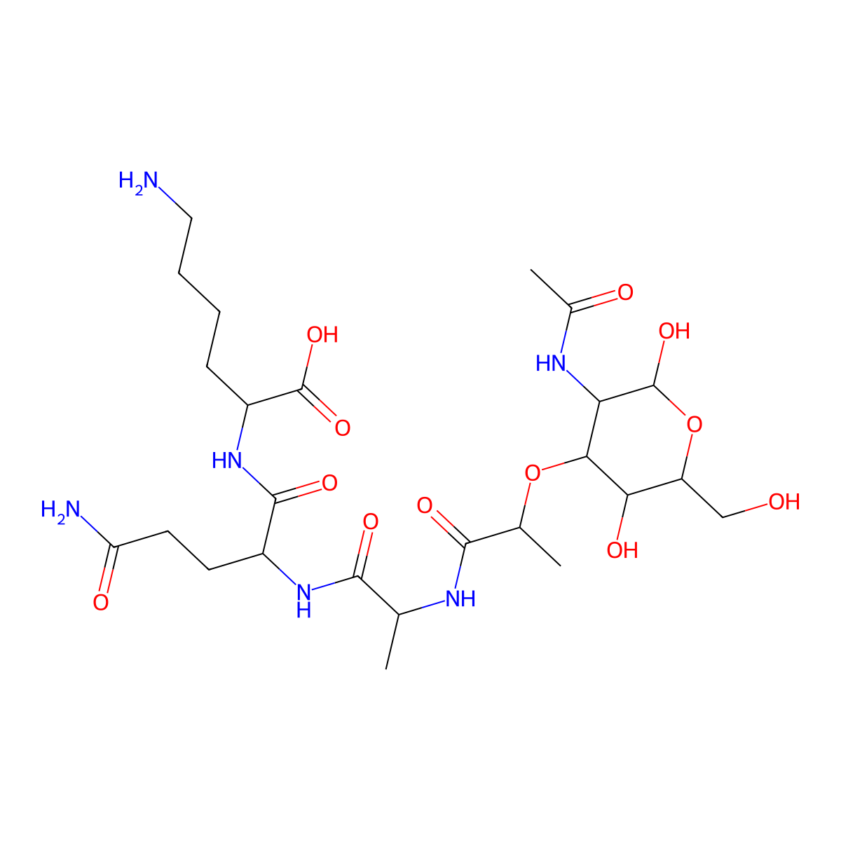 N-acetylmuramyl-alanyl-isoglutaminyl-lysine molecular structure, CAS 59275-09-1