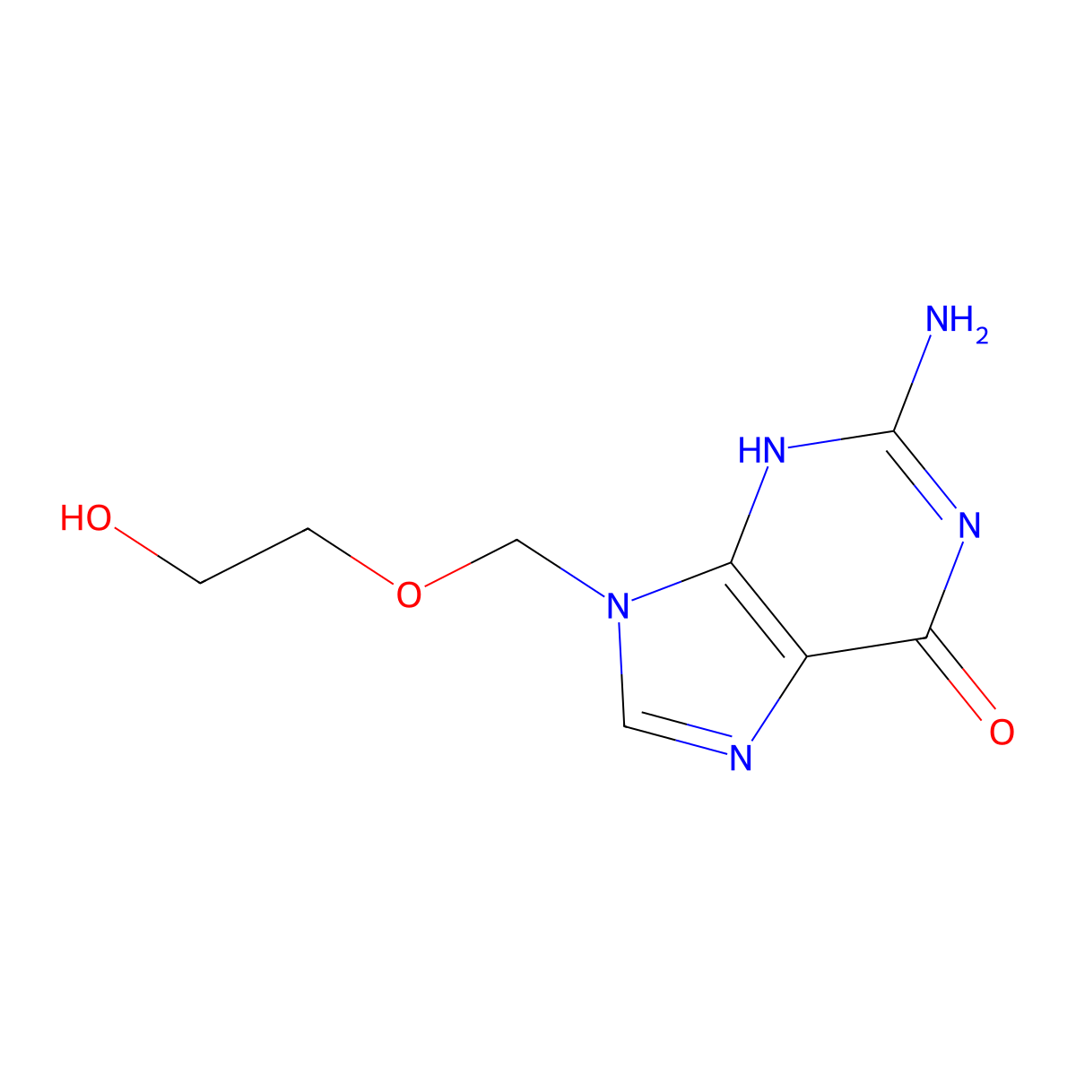 2-amino-9-(2-hydroxyethoxymethyl)-3H-purin-6-one molecular structure, CAS 59277-89-3